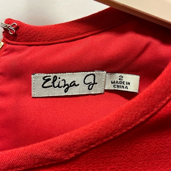 ELIZA J Crepe A-Line Red Dress, Short Sleeve, Size 2 - Picture 4 of 4